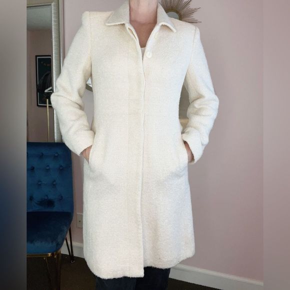 MixIt Vintage Wool Blend Knee Length Cream Coat Sz S - Picture 3 of 10